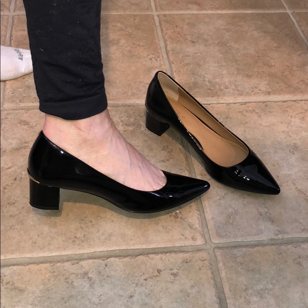 Calvin Klein black leather min heel